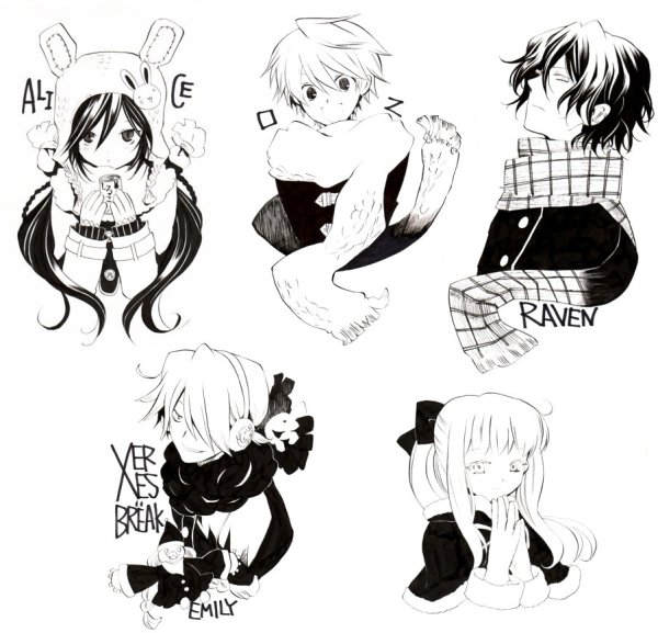 Наклейки аниме черно белые