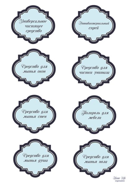 Надписи для бутылочек в ванную