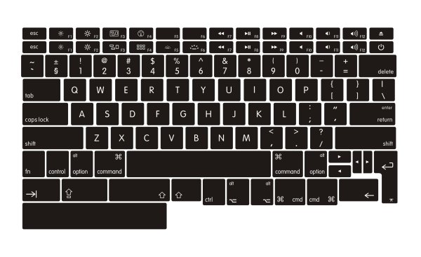 Раскладка клавиатуры на ноутбуке эпл
