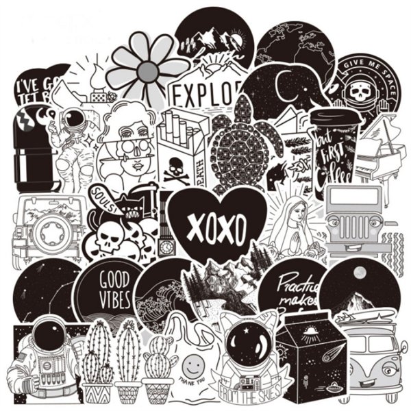 Стикеры наклейки черно белые