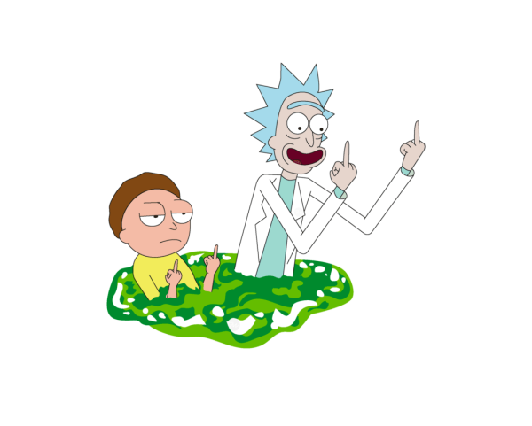 Наклейки Рик и Морти чёрно белые