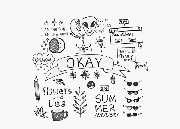 Наклейки для скетчбука черно белые