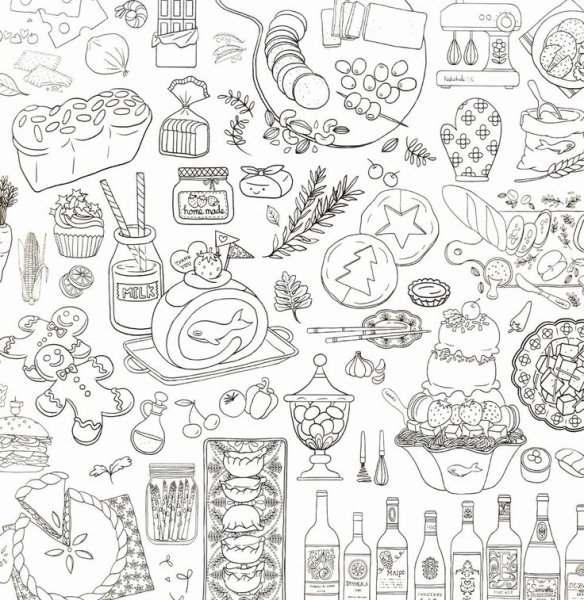 Раскраски наклейки еда