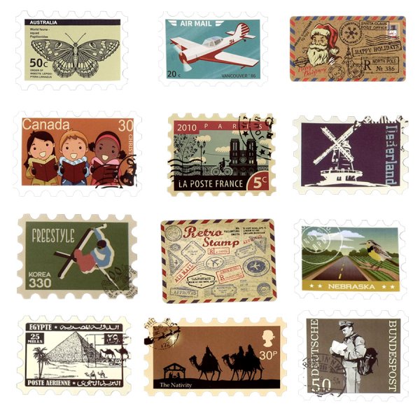 Наклейки почтовые марки