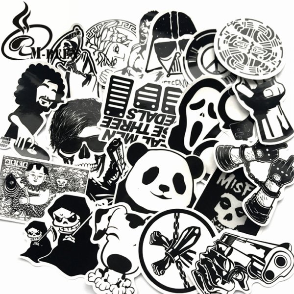 Наклейки черно белые