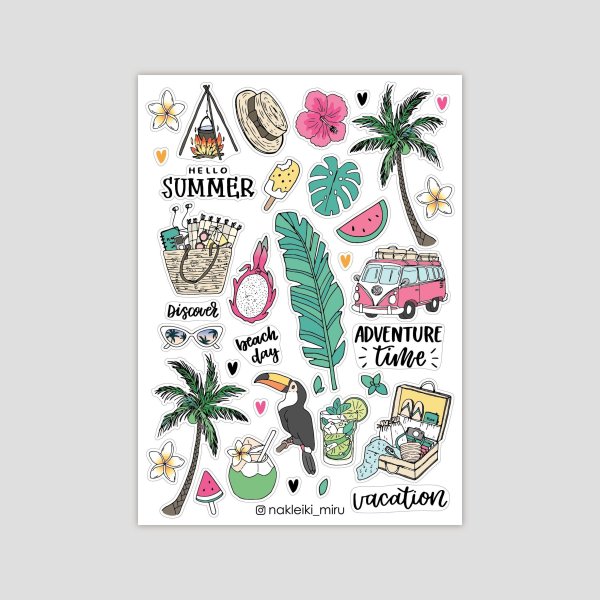 Летние красивые наклейки