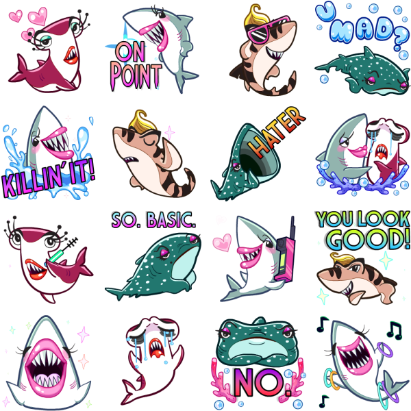 Наклейки для распечатки акула