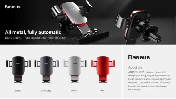 Автомобильный держатель гравитационный с беспроводной зарядкой Baseus