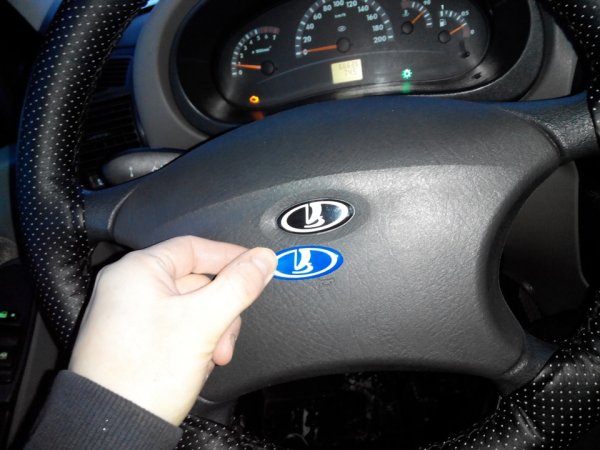 Калина 1 черный значок в руль