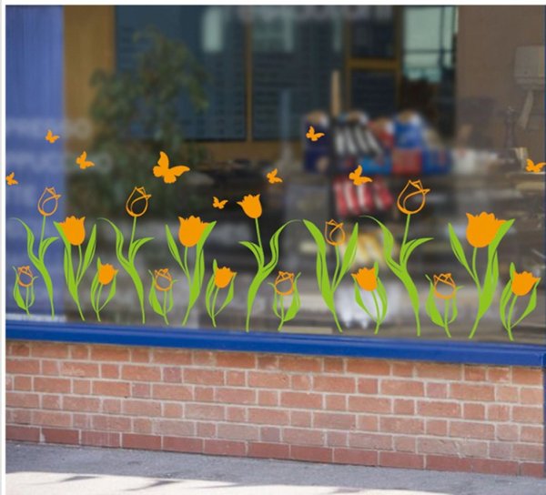 Наклейки на окна цветы