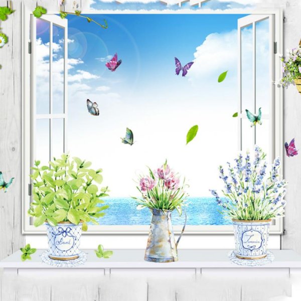 Наклейки на окна цветы