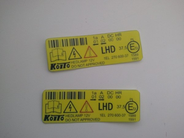 Маркировка фар под ксенон Toyota Corolla 120