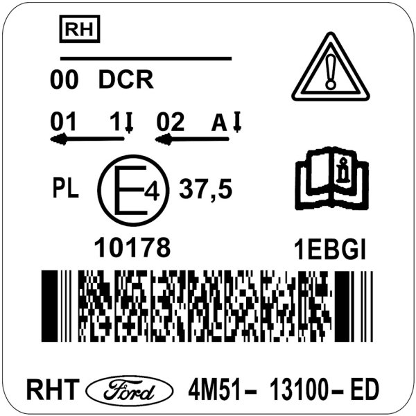 Маркировка фар под ксенон Форд фокус 2