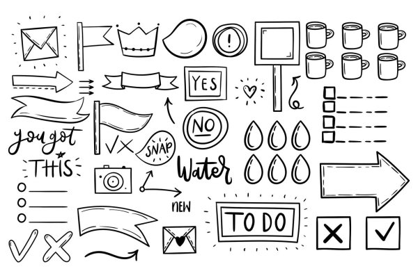 Стикеры для ежедневника черно белые