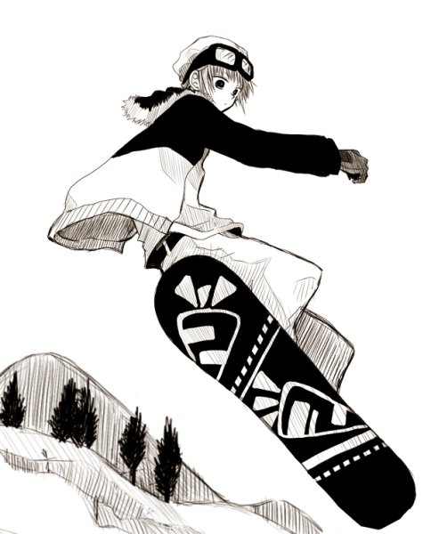 Сноуборд с аниме принтом