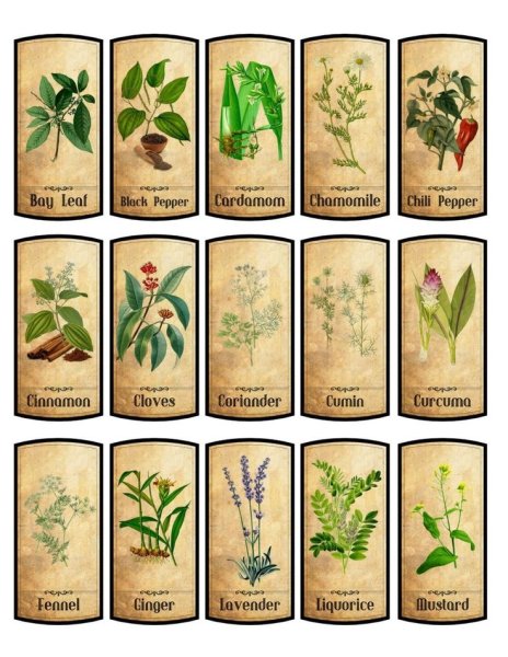 Винтажные этикетки для специй