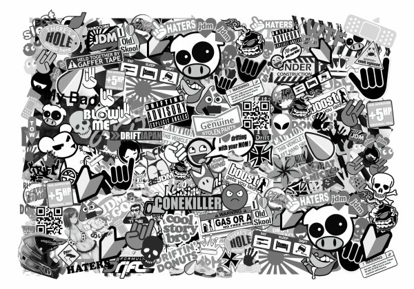 Наклейки черно белые