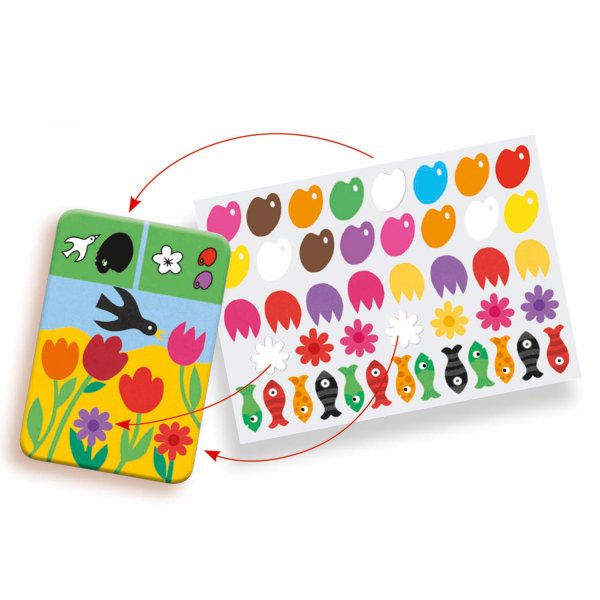 Набор карточек Djeco цвета с наклейками 21x16 см 30 шт.