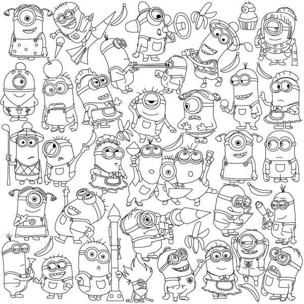 Раскраски антистресс Миньоны