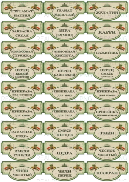 Круглые этикетки для специй