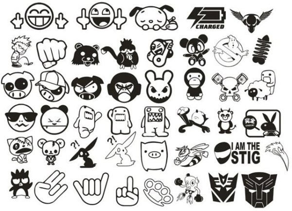 Наклейки в черно белом стиле