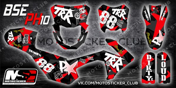 Комплект наклеек на питбайк BSE ph10