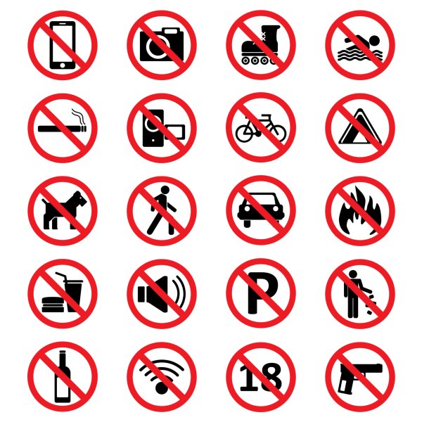 Запрещающие знаки в торговых центрах
