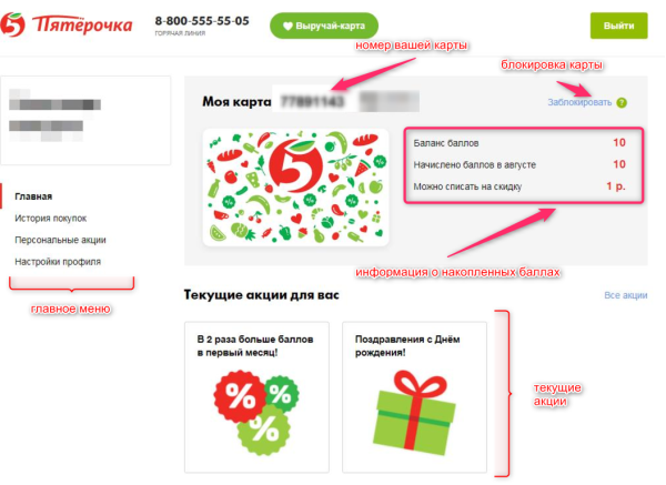 Пятёрочка личный кабинет
