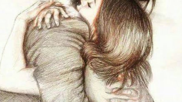 Девушка обнимает парня иллюстрация