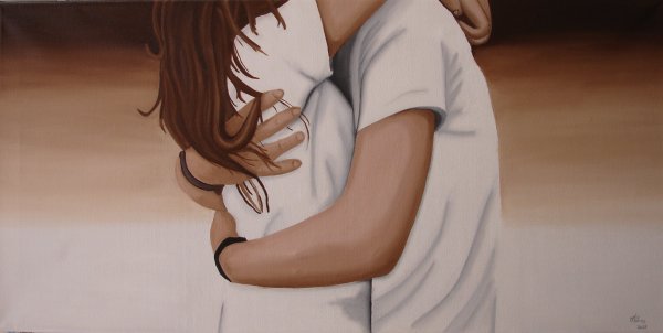 Парень обнимает девушку мультяшные