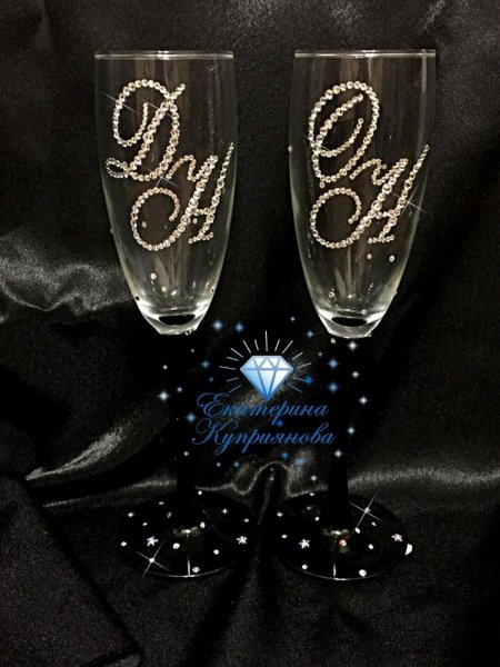 Трафарет для свадебных бокалов