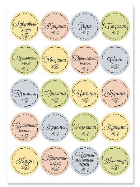 Наклейки для приправ