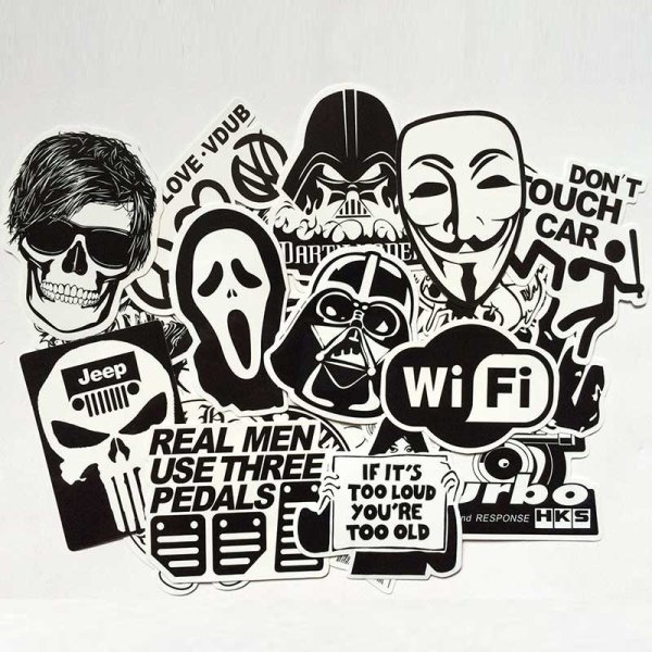 Крутые наклейки черно белые