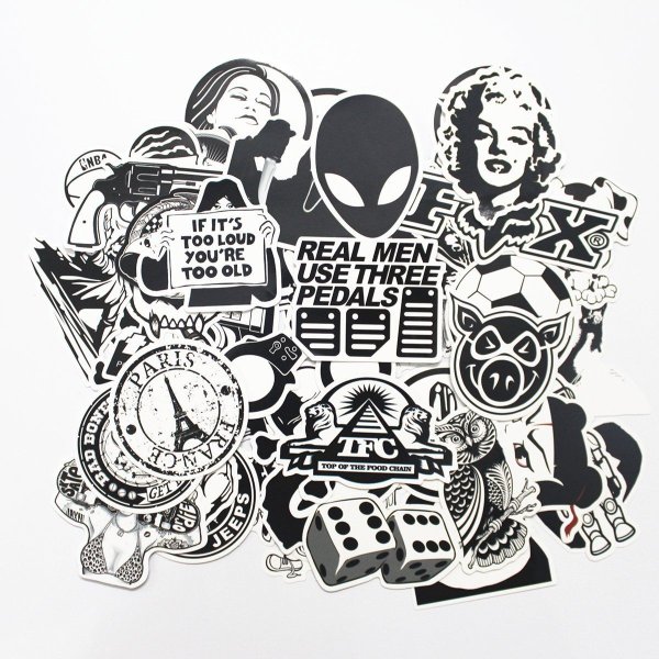 Крутые наклейки черно белые