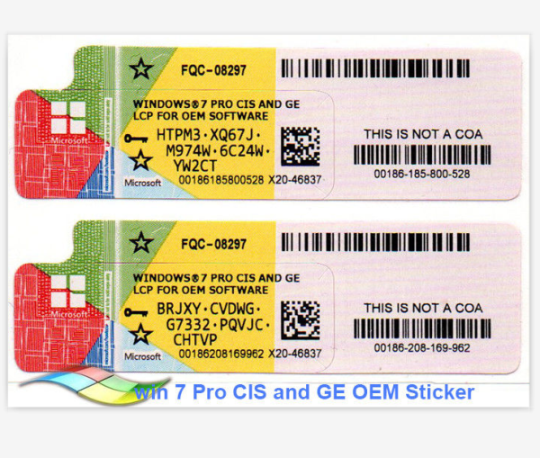 Наклейка активации Windows 7