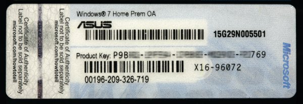 HP лицензия Windows 7