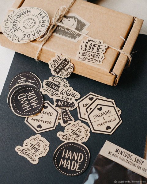 Стикеры на крафтовой бумаге