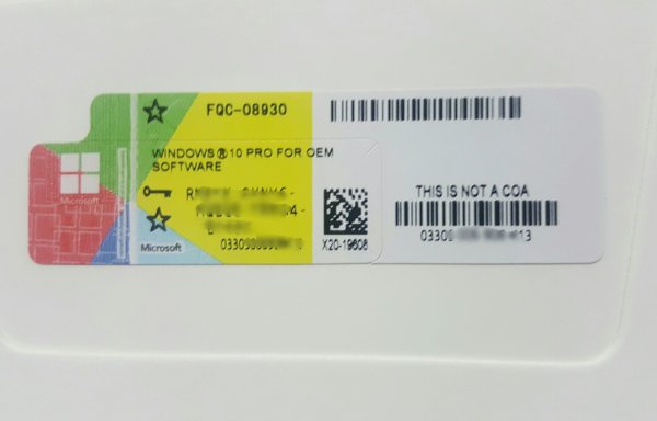 Наклейка с ключом Windows 10 Pro