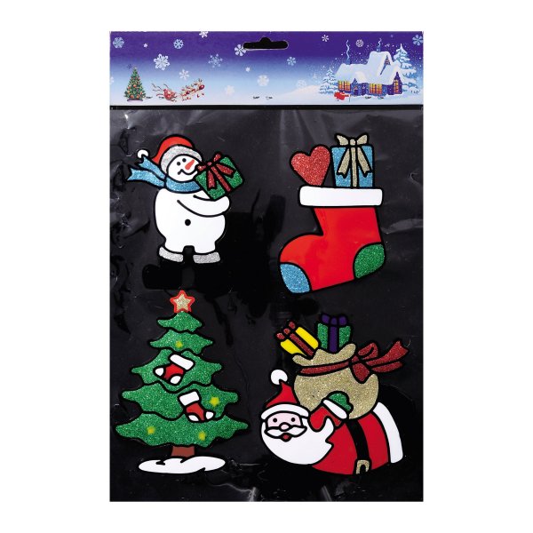 Силиконовые наклейки на окна новогодние