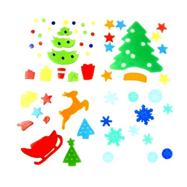 Гелевые наклейки на стекло новогодние