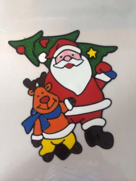 Новогодние гелевые наклейки на стекла