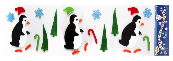 Пингвины наклейки на окна гелевые