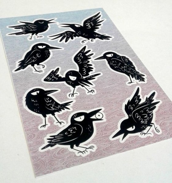 Наклейка черный ворон
