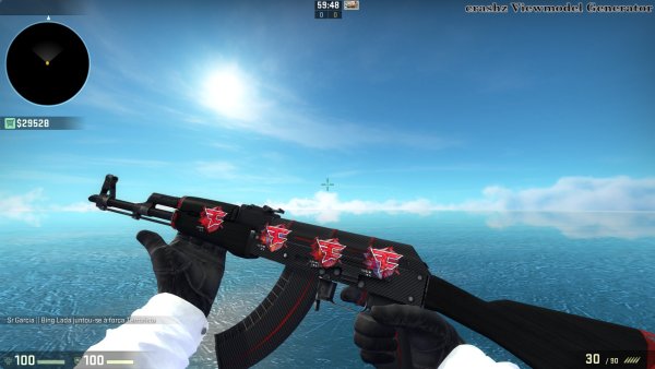 АК 47 красная линия с наклейками астралис