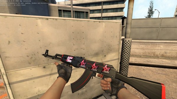 АК 47 красная линия с наклейками астралис