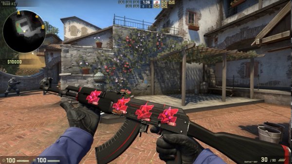 Красная линия с наклейками астралис