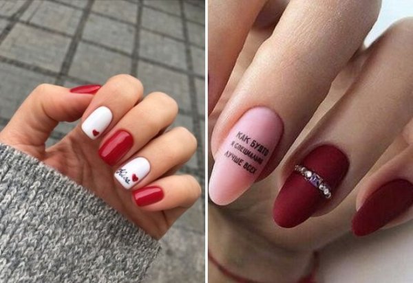 Маникюр с наклейками губы