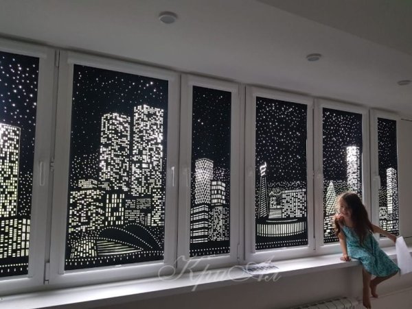 Рулонные шторы perforollo ночной город