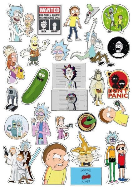 Наклейки Рик и Морти а4