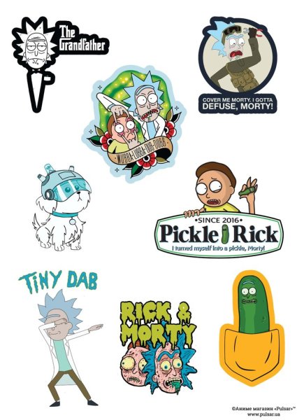 Наклейки Стикеры Рик и Морти
